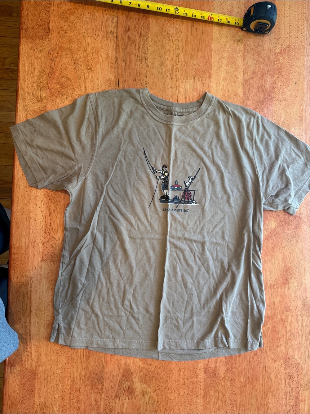 Men’s XL Take it Outside T-Shirt in Tan, Life is Good style High quality tee